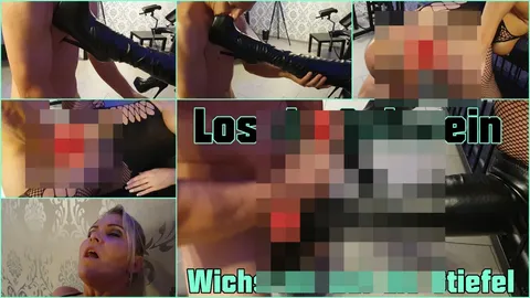 Los du Schwein w***s auf meine Stiefel