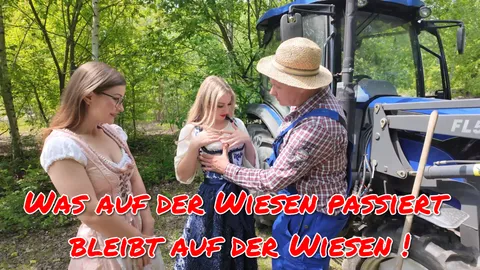 Geiler Dirndl Dreier!!! Ohne Gummi! Was auf der Wiesen passiert bleibt auf der Wiesen