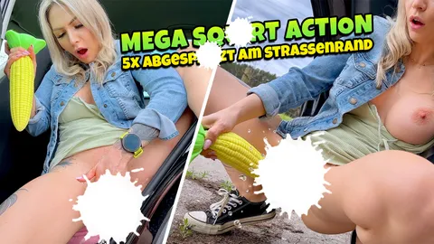 5x abgespritzt am Straßenrand - Mega Squirting Action