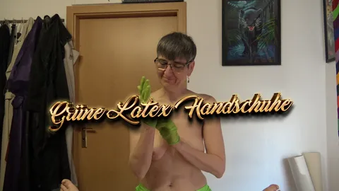 Grüne Latex Handschuhe