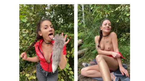 ,,Gute-Laune-Selbstf**k im roten Einteiler // Outdoor // Plug In & Slo-Mo raus + S****t