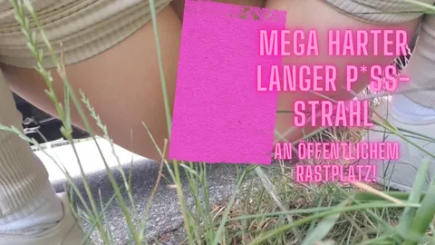 MEGA HARTER LANGER P**S-STRAHL AN ÖFFENTLICHEM RASTPLATZ! Diesmal haben mich wirklich alle gesehen!