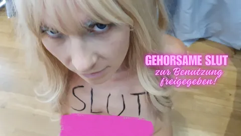 GEHORSAME SLUT zur Benutzung freigegeben! Heftig gespankt, penetriert und in die P***y gespritzt!