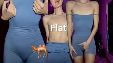 Ganzkörperanzug, Kamelzehe Fetisch für flache Brüste!! Dünnes Mädchen mit winzigen Titten macht dich geil
