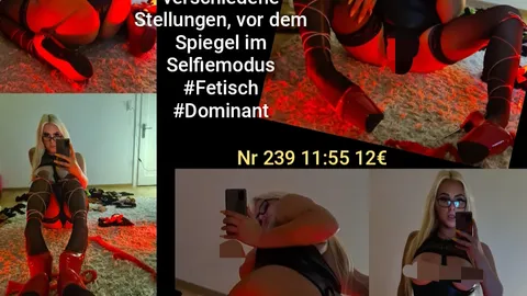 11:55 Cosplay Sb Video im Leder Body, Lack High Heels, Halterlose, mit Dildo zum Orgasmus gef**kt, fingern, dirty-talk, verschiedene Stellungen vor dem Spiegel, Selfiemodus, Fetisch, Dominant + W***sa