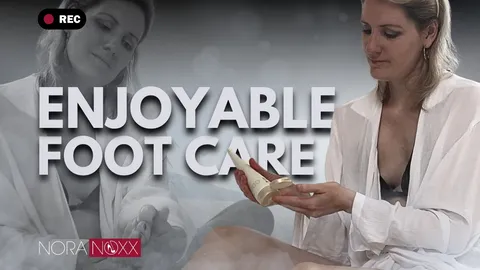 Enjoyable foot care to jerk off